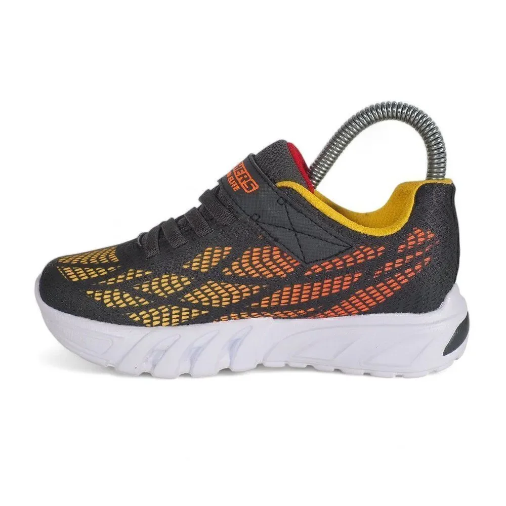 Skechers Flex-Glow Elite Vorlo Light Up Sneakers Grey / Orange / Yellow‎ Youth 2